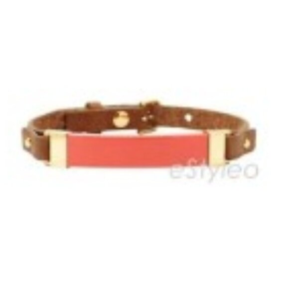 Fossil Brand Leather Bracelet Stackable Coral Pink - Picture 1 of 1